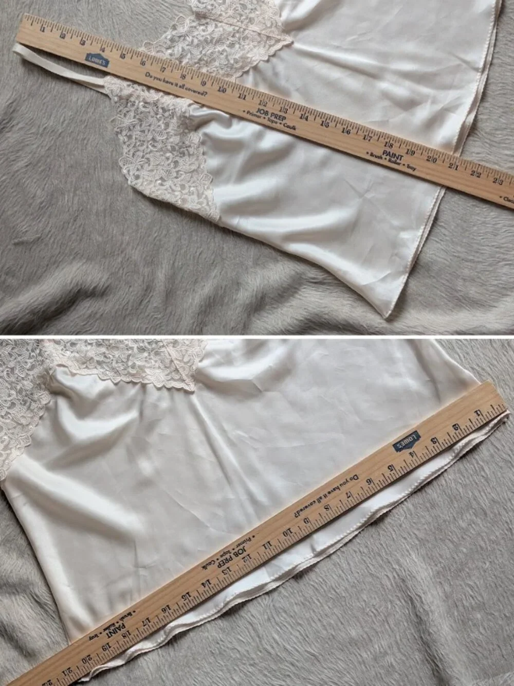Vtg Wacoal Lingerie Silky Satin Camisole Tapestry Lace Light Beige Sz: Large